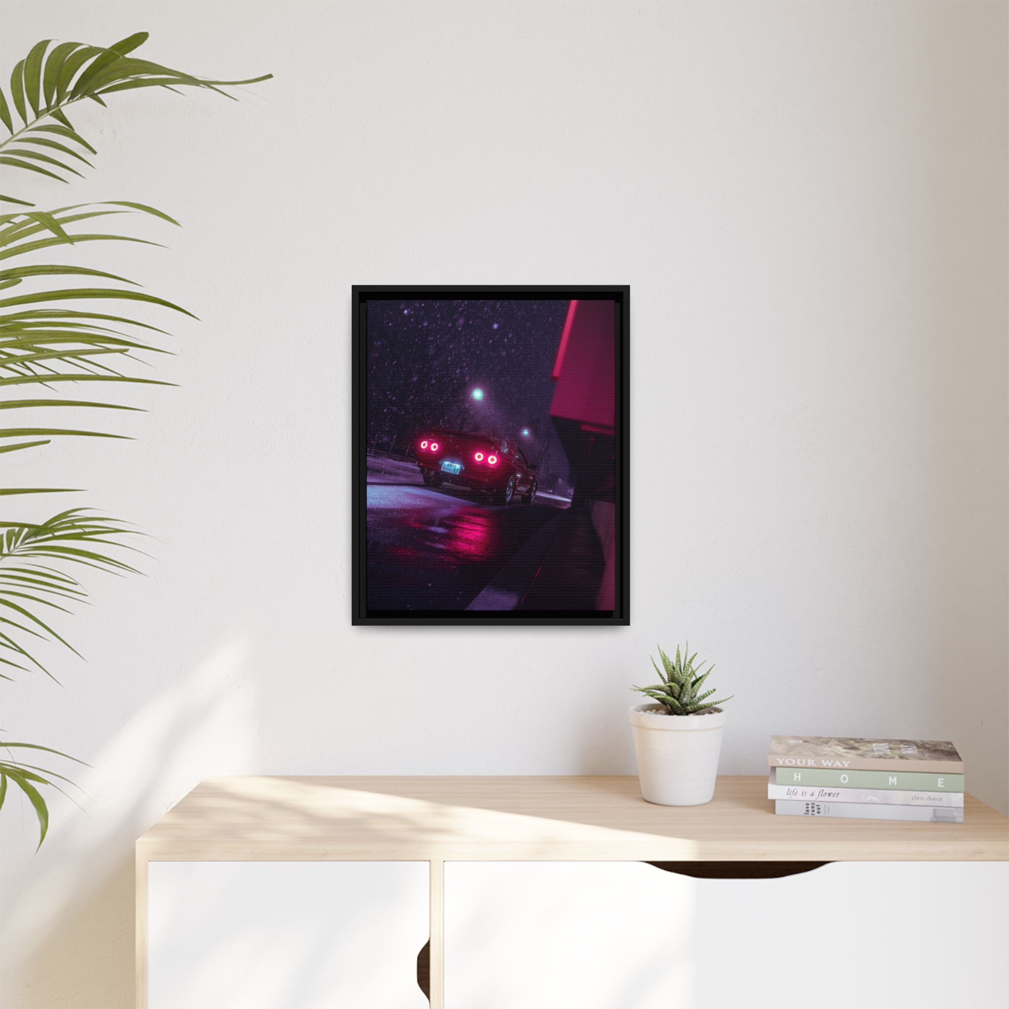 Automotive Neon Wall Framed Canvas