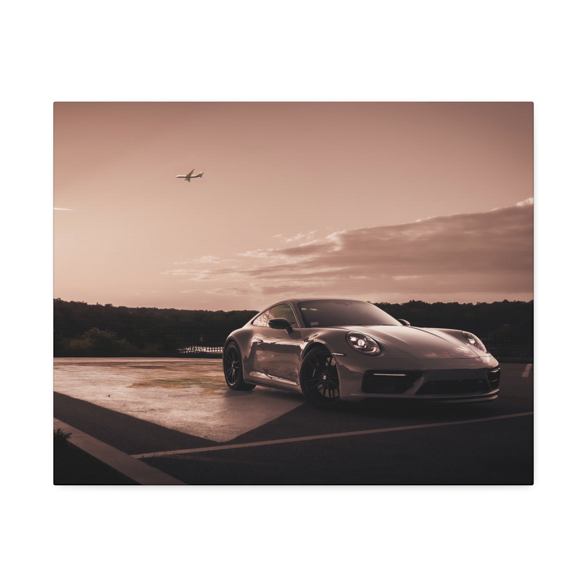 Porsche 911  Sepia Airport Runway Canvas
