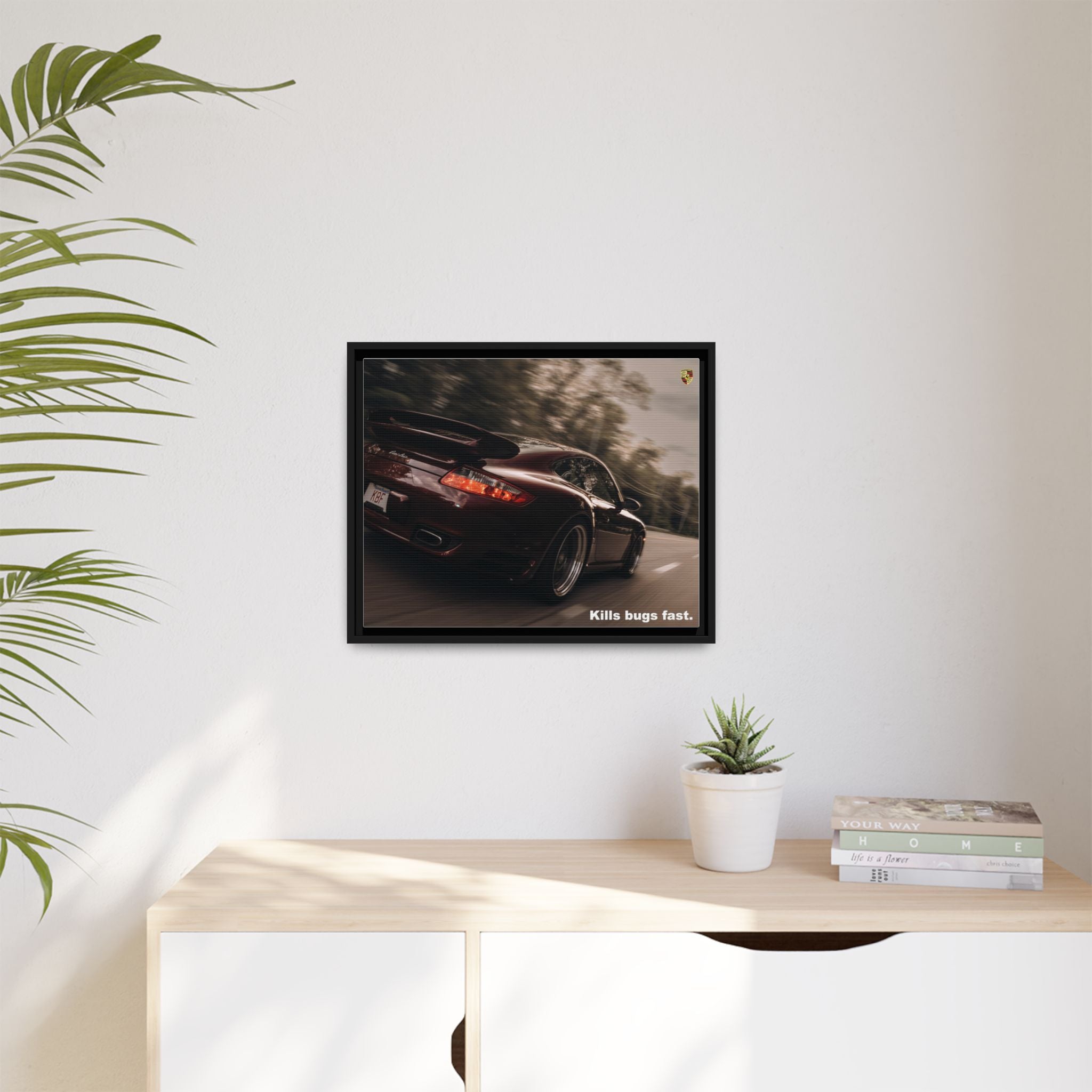 Racing Porsche "Kills bugs fast." Framed Canvas
