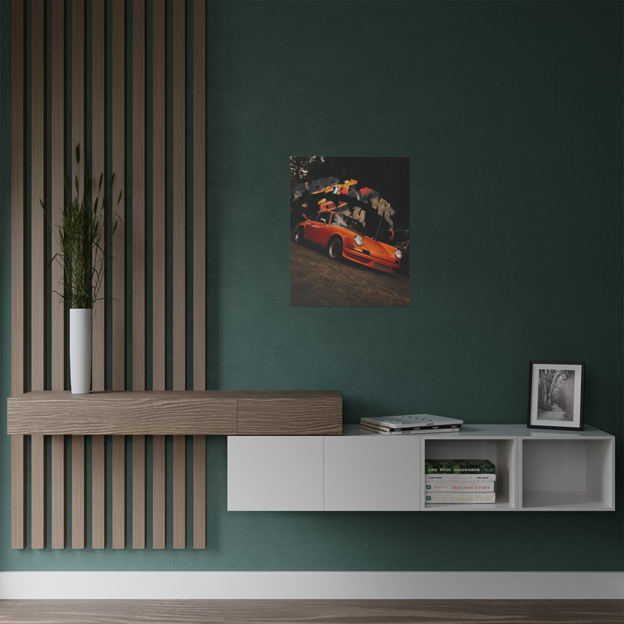 Vintage Orange Porsche at Car Show Poster
