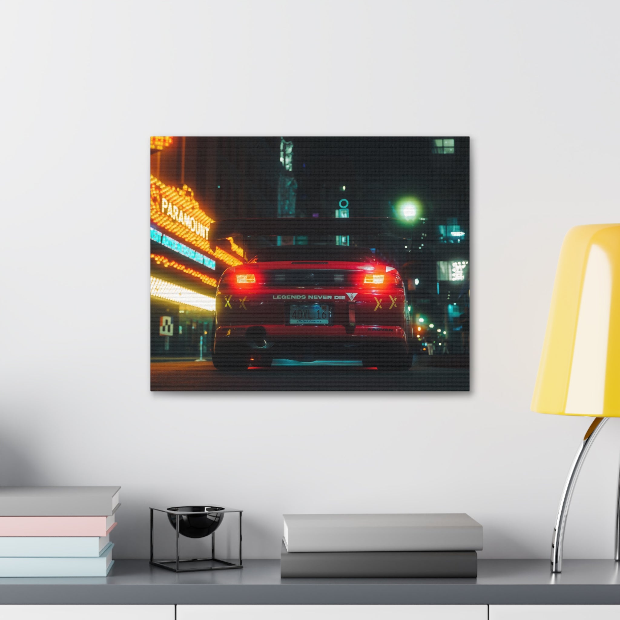 "Legends Never Die" Neon City Night Canvas