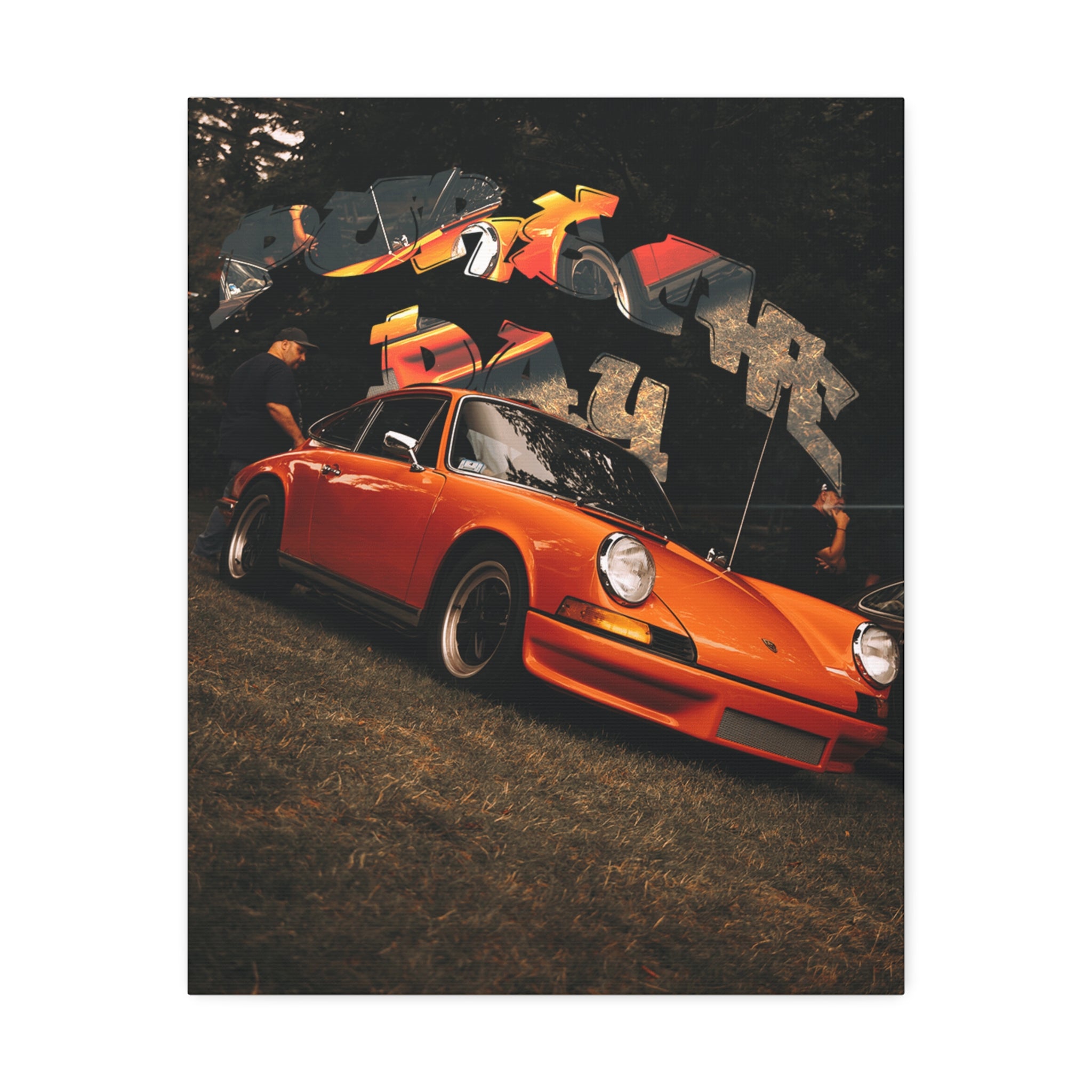Vintage Orange Porsche at Car Show Canvas