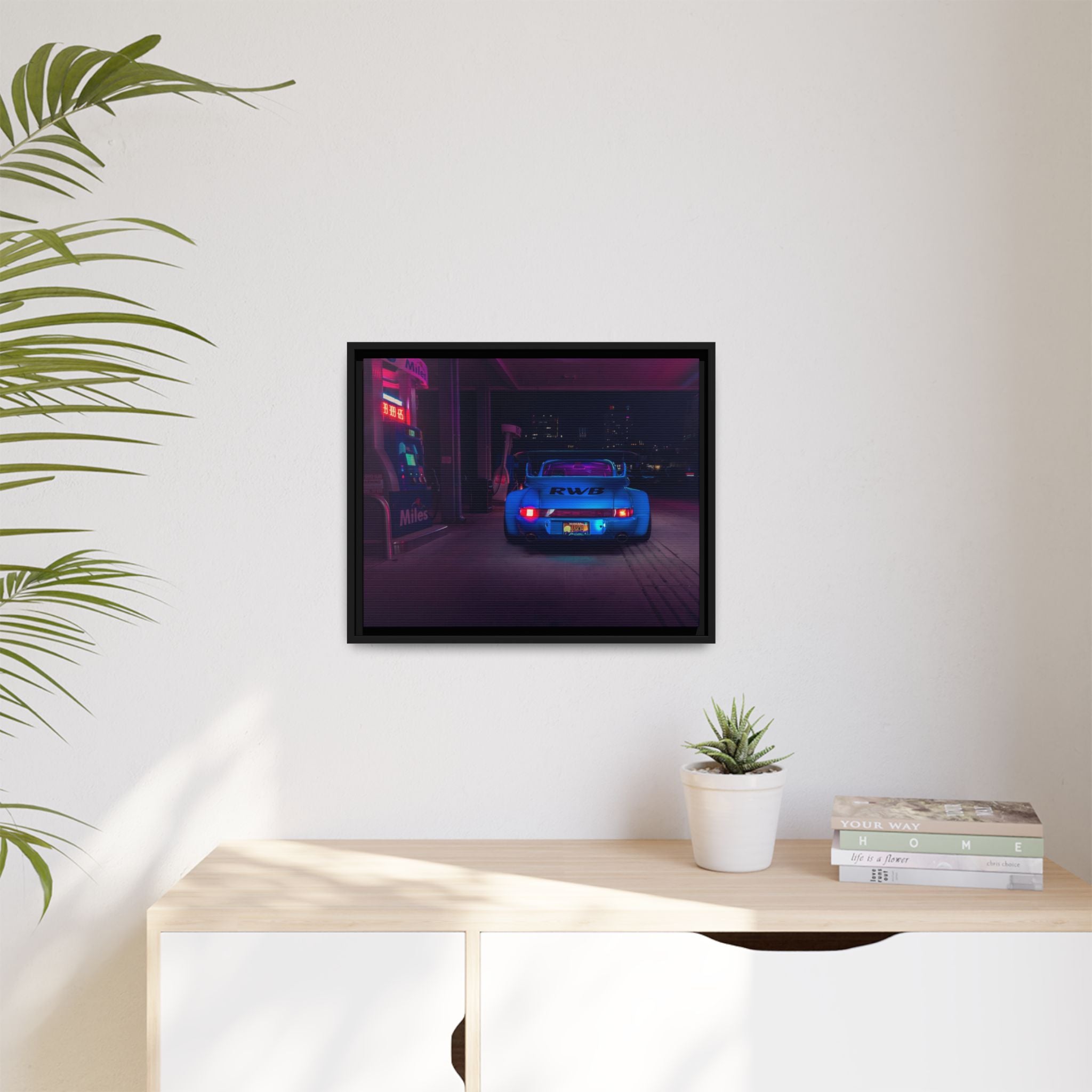 Retro Blue RWB Porsche Framed Canvas