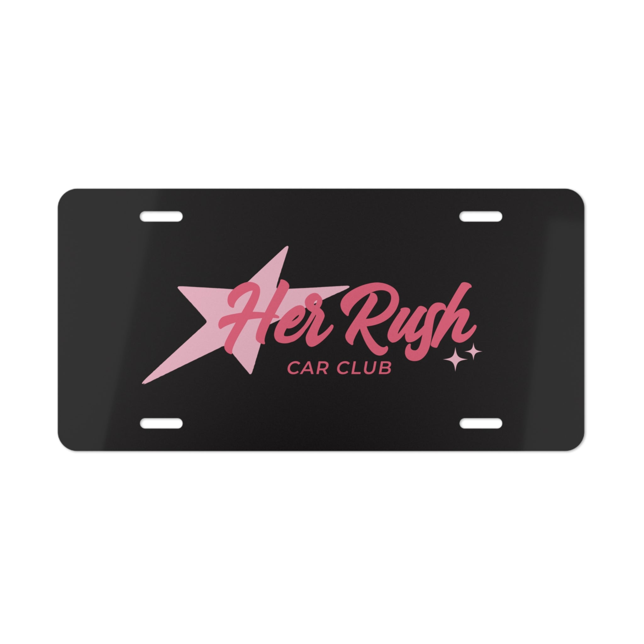 Her_Rush Car Club Vanity Plate - Black