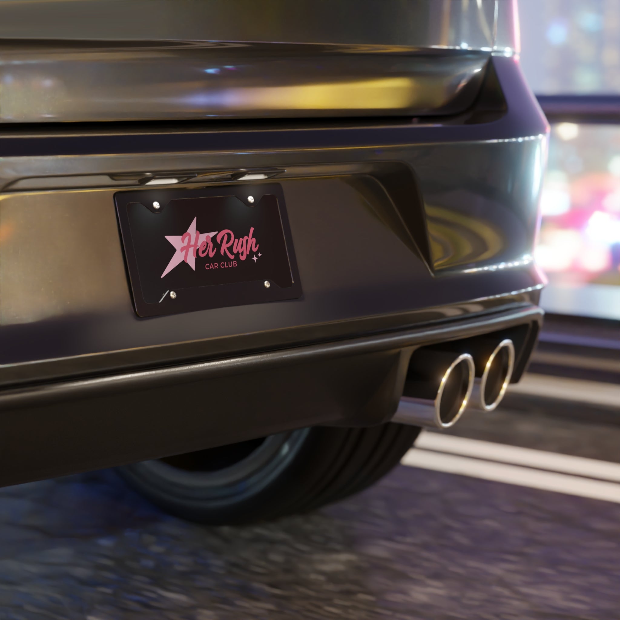 Her_Rush Car Club Vanity Plate - Black