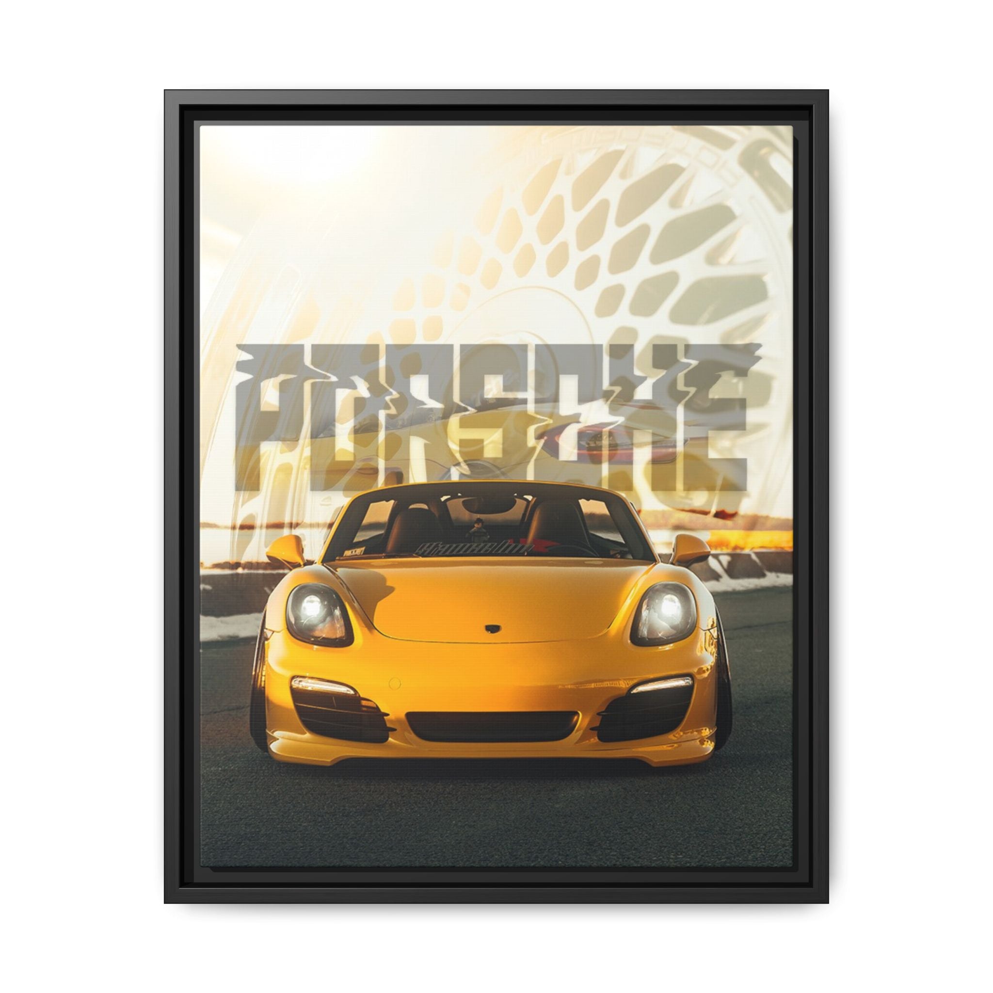 Yellow Porsche Urban Drive Framed Canvas