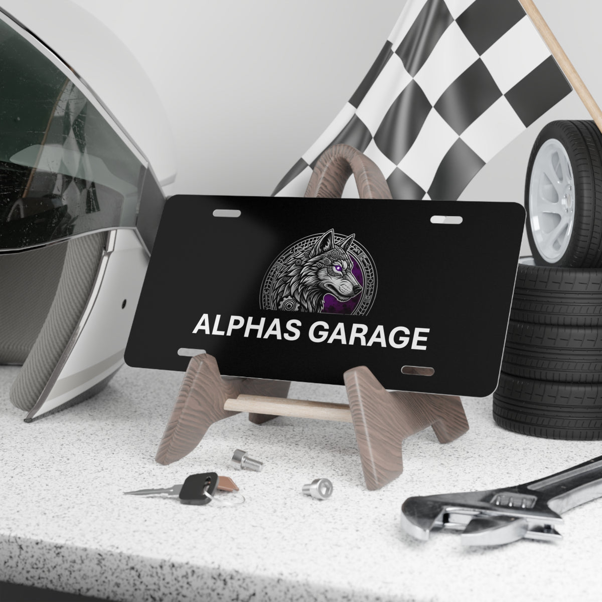 Alpha's Garage Logo Plate