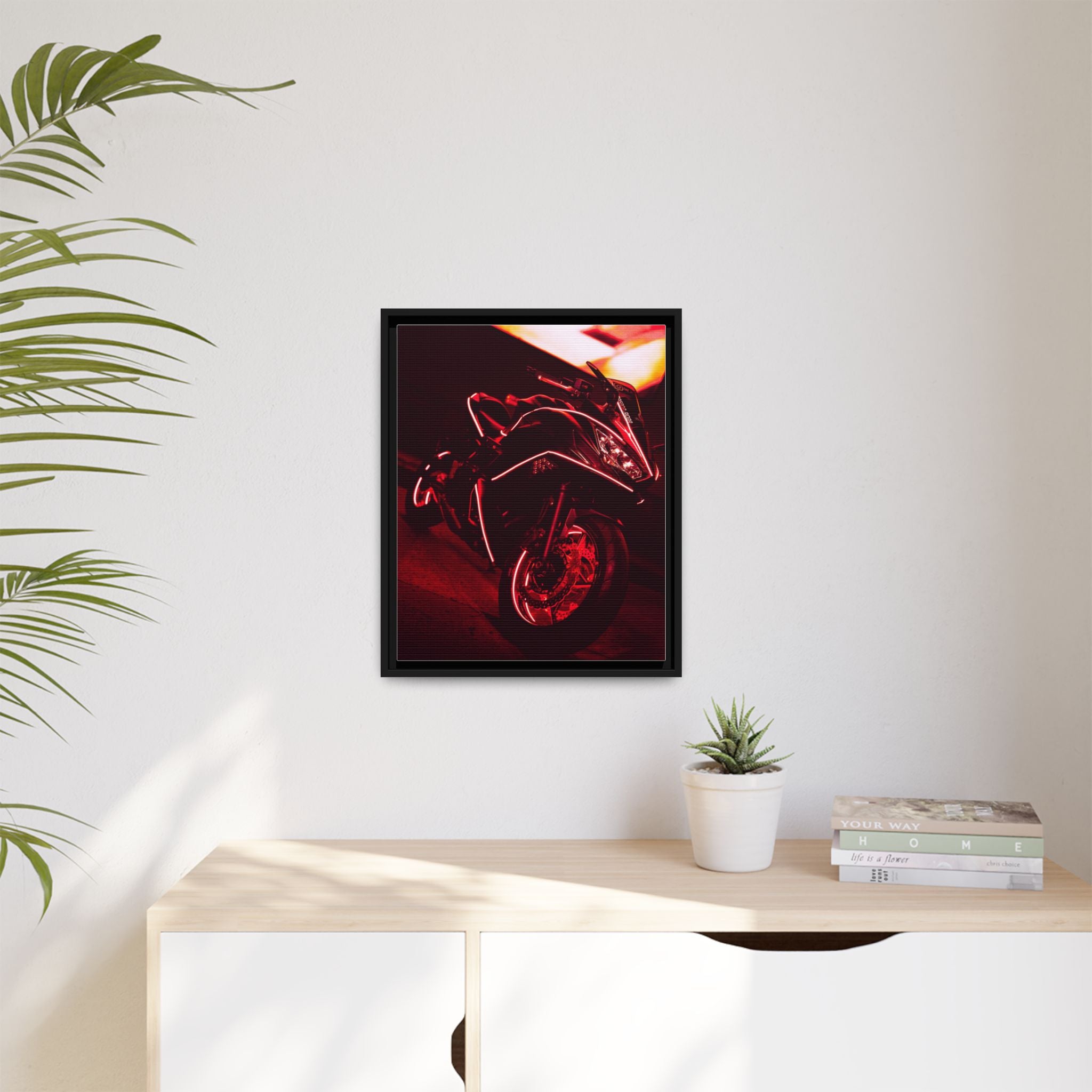 Motorcycle Speed Streaking Framed Canvas