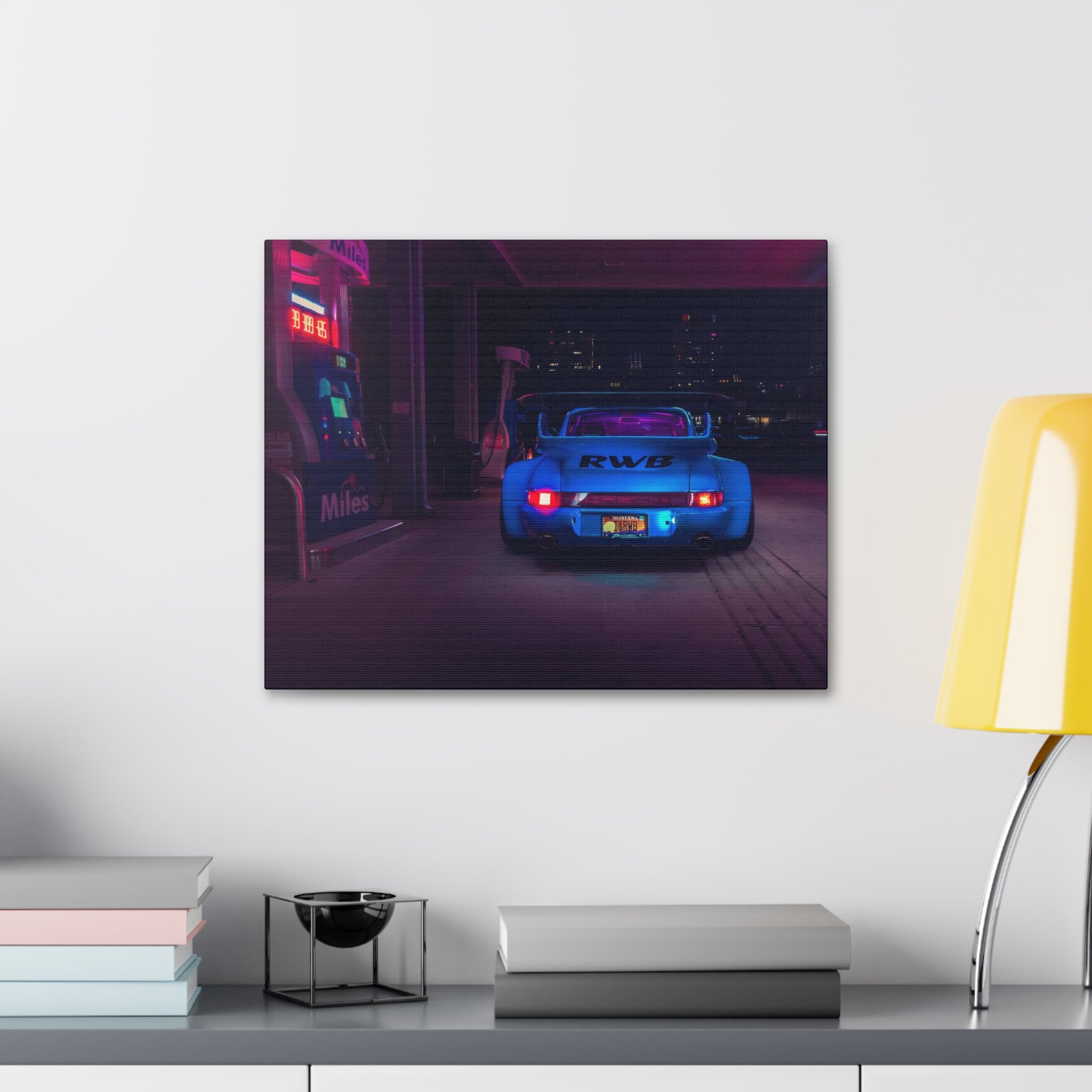Retro Blue RWB Porsche Canvas