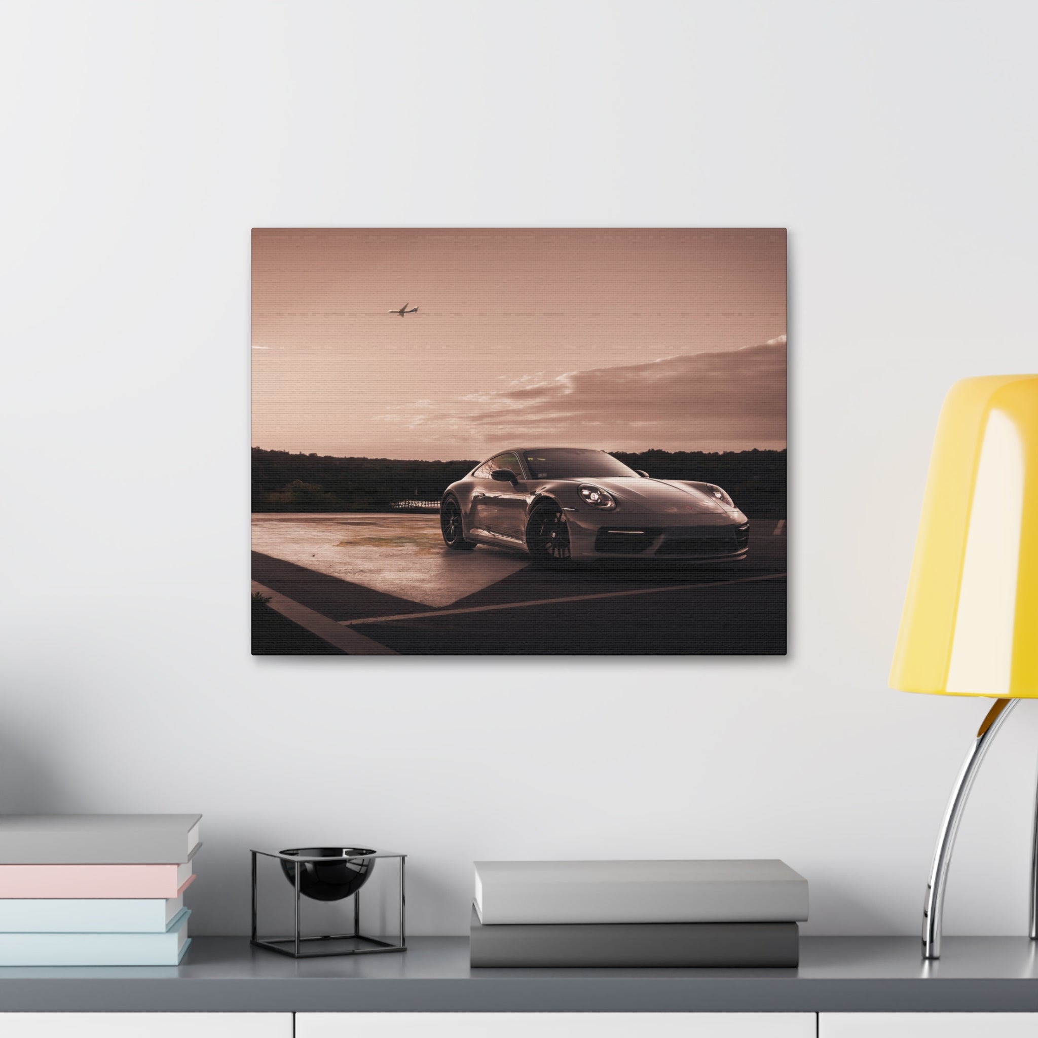 Porsche 911  Sepia Airport Runway Canvas