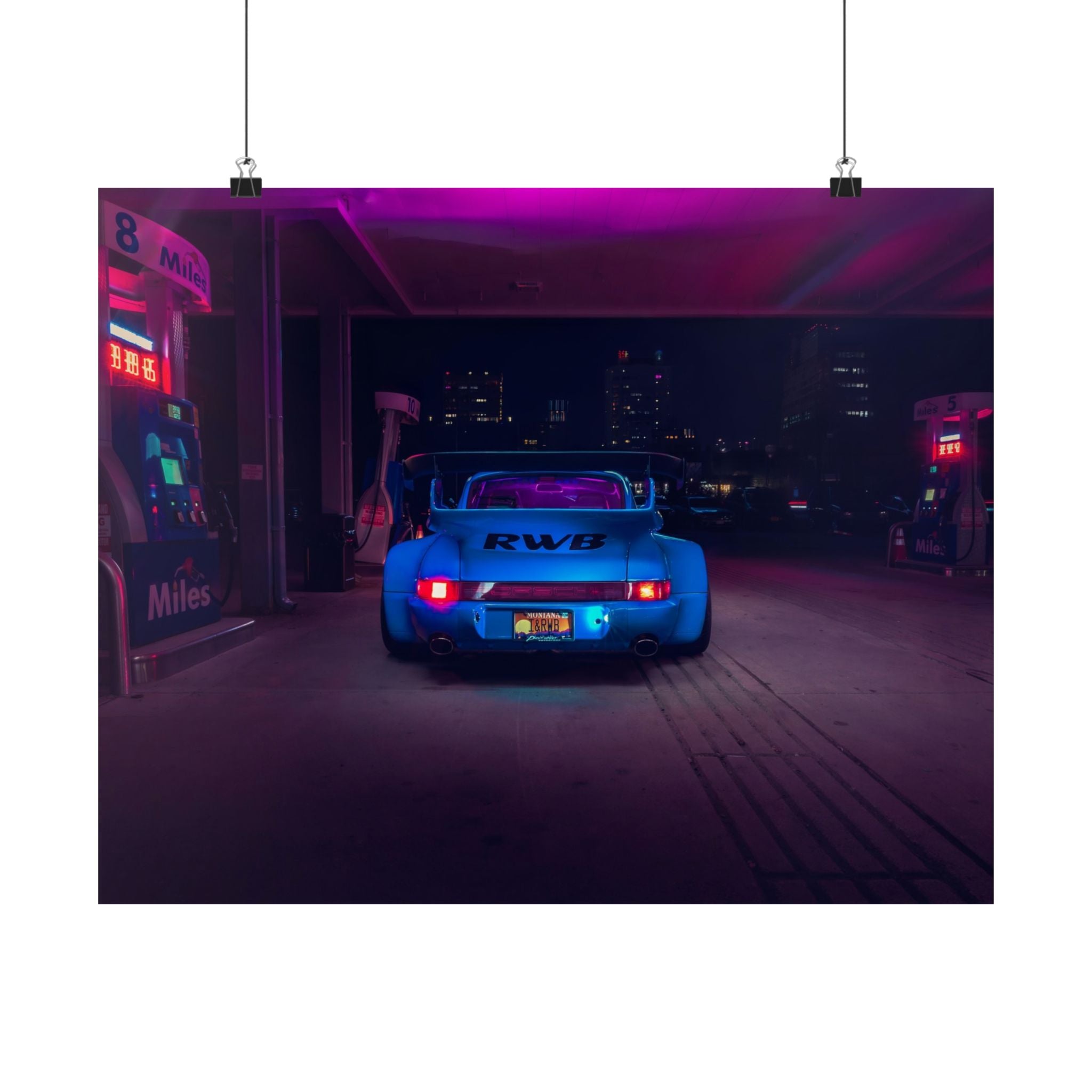 Retro Blue RWB Porsche Poster
