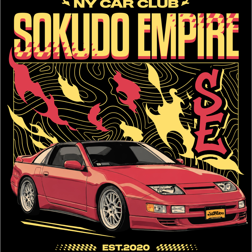 SOKUDO EMPIRE Retro JDM Car Club Scooped Neck Shirt - Women's