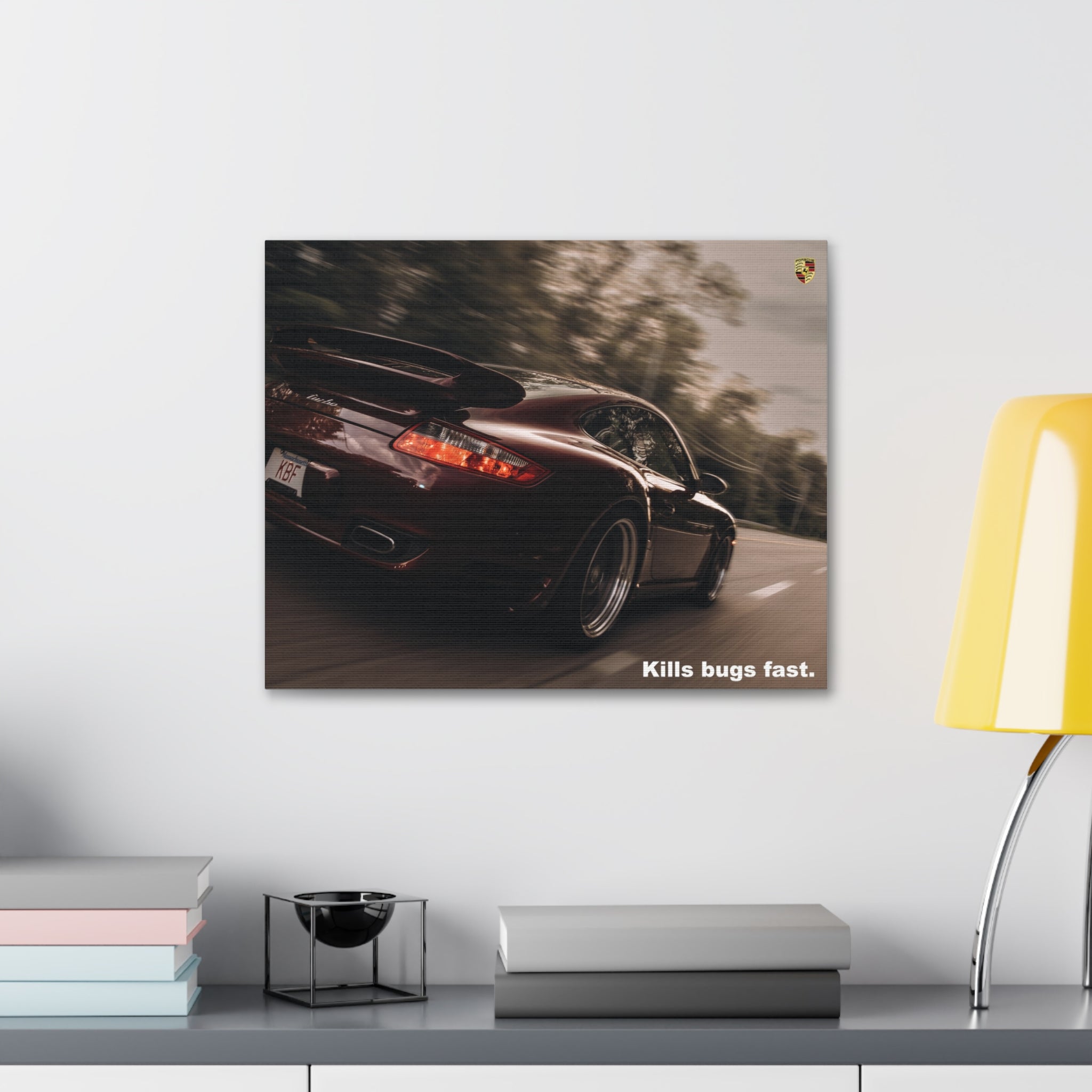 Racing Porsche "Kills bugs fast." Canvas