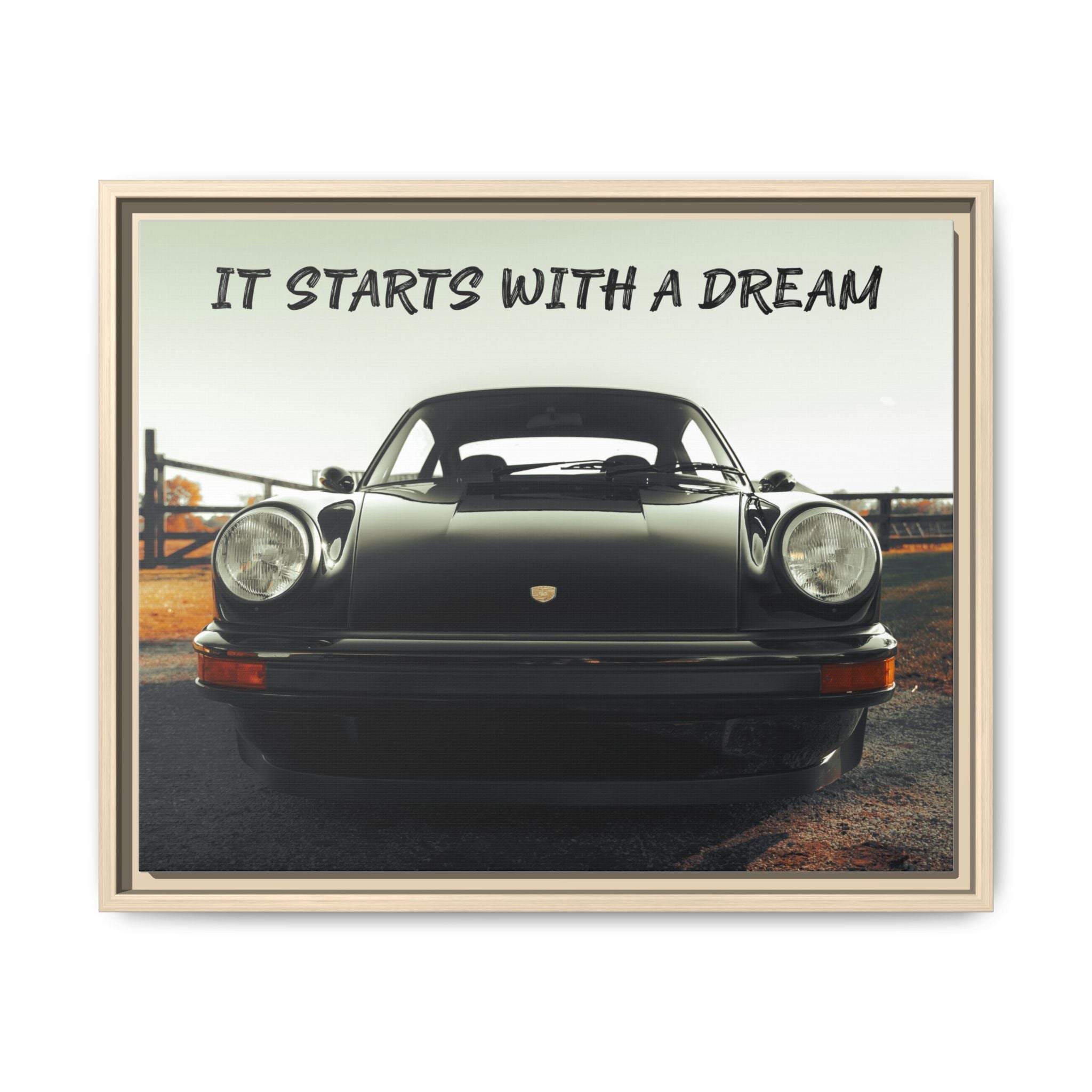"It Starts With a Dream" Classic Car Framed Canvas