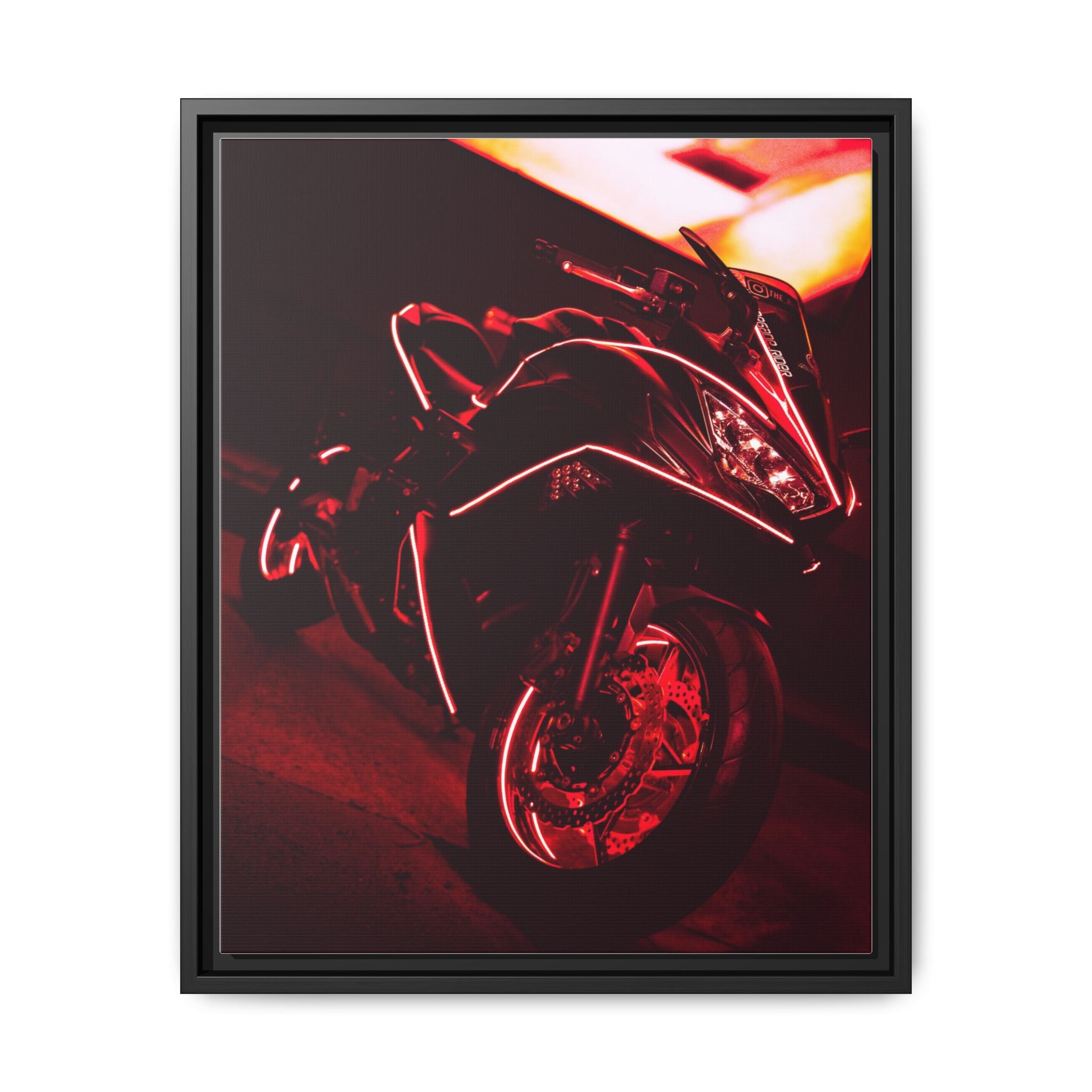 Motorcycle Speed Streaking Framed Canvas