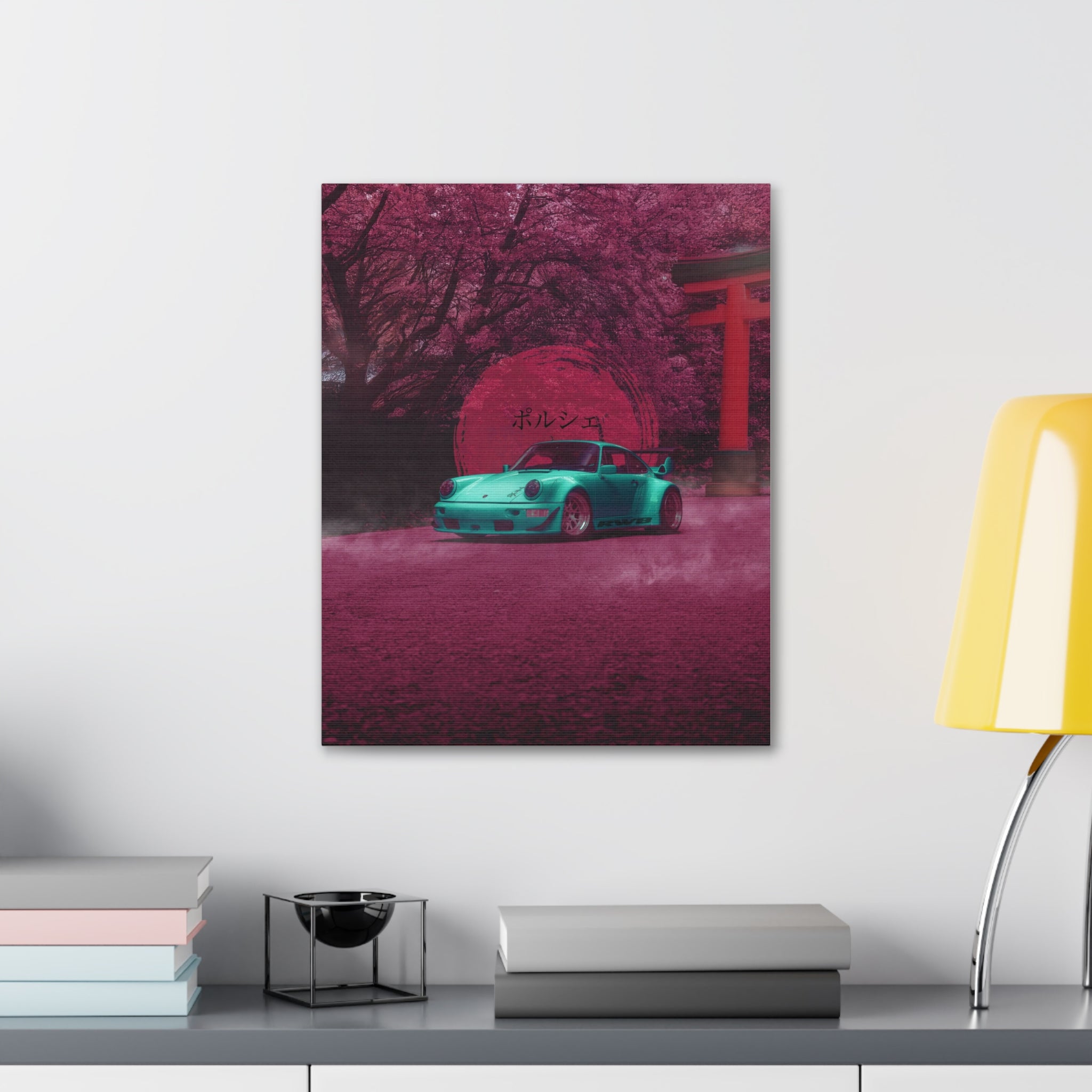 Teal Porsche in Sakura Dream Canvas