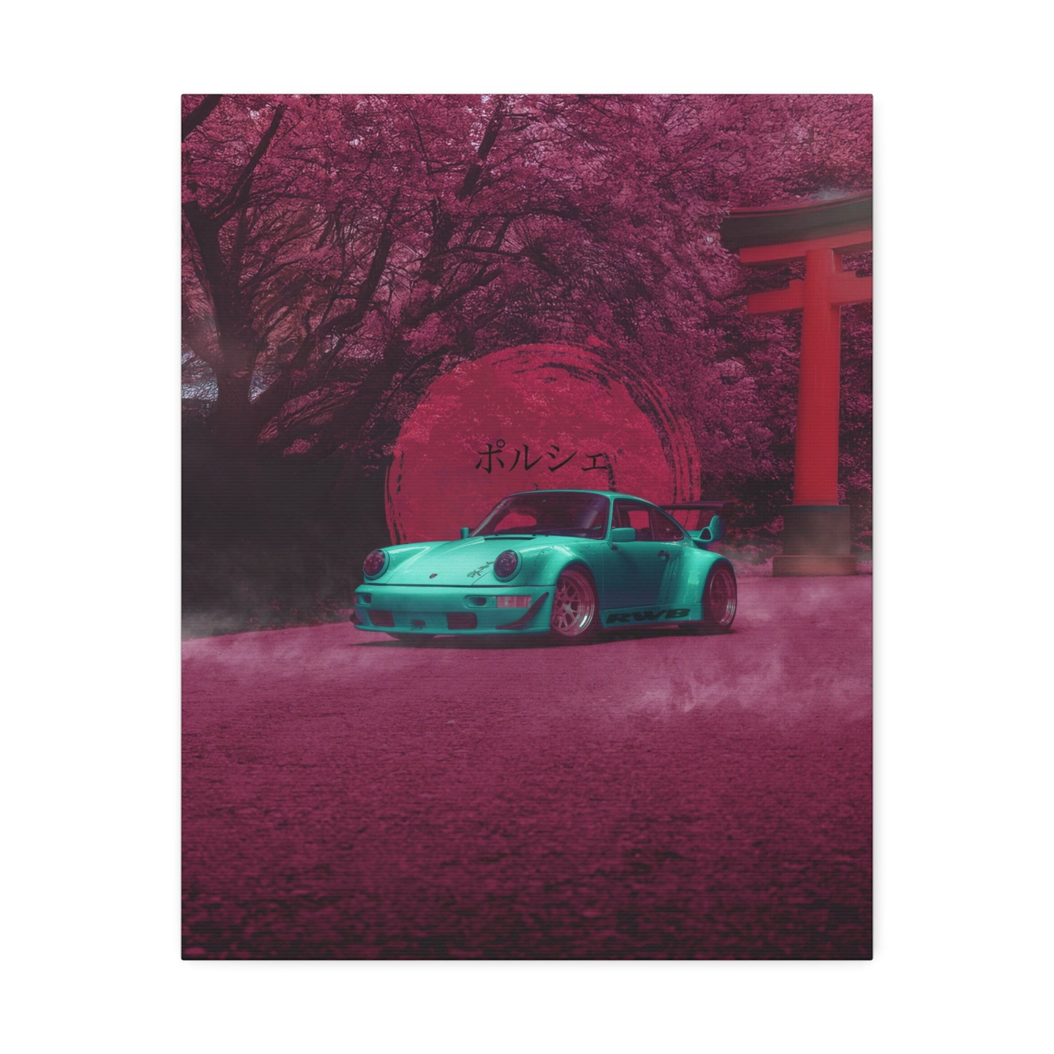 Teal Porsche in Sakura Dream Canvas