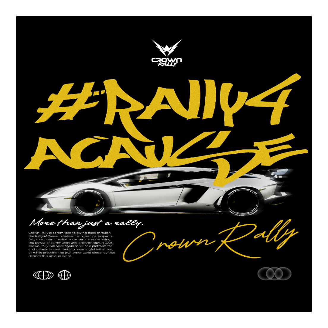 Crown Rally Graphic "#Rally4ACause" Car Print Shirt Light