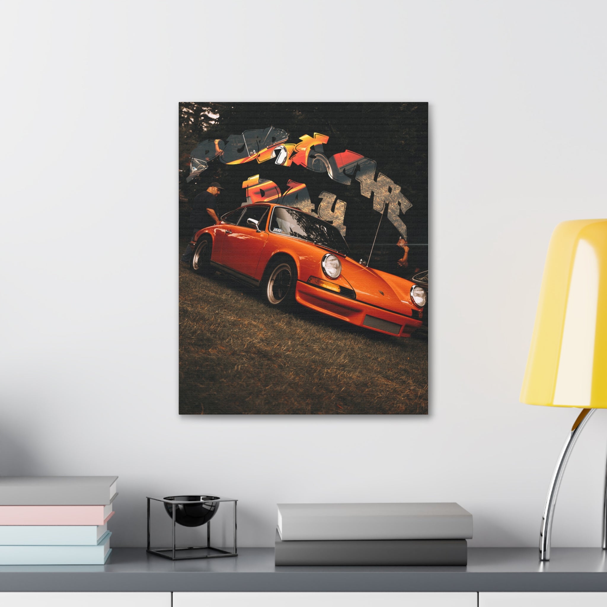 Vintage Orange Porsche at Car Show Canvas