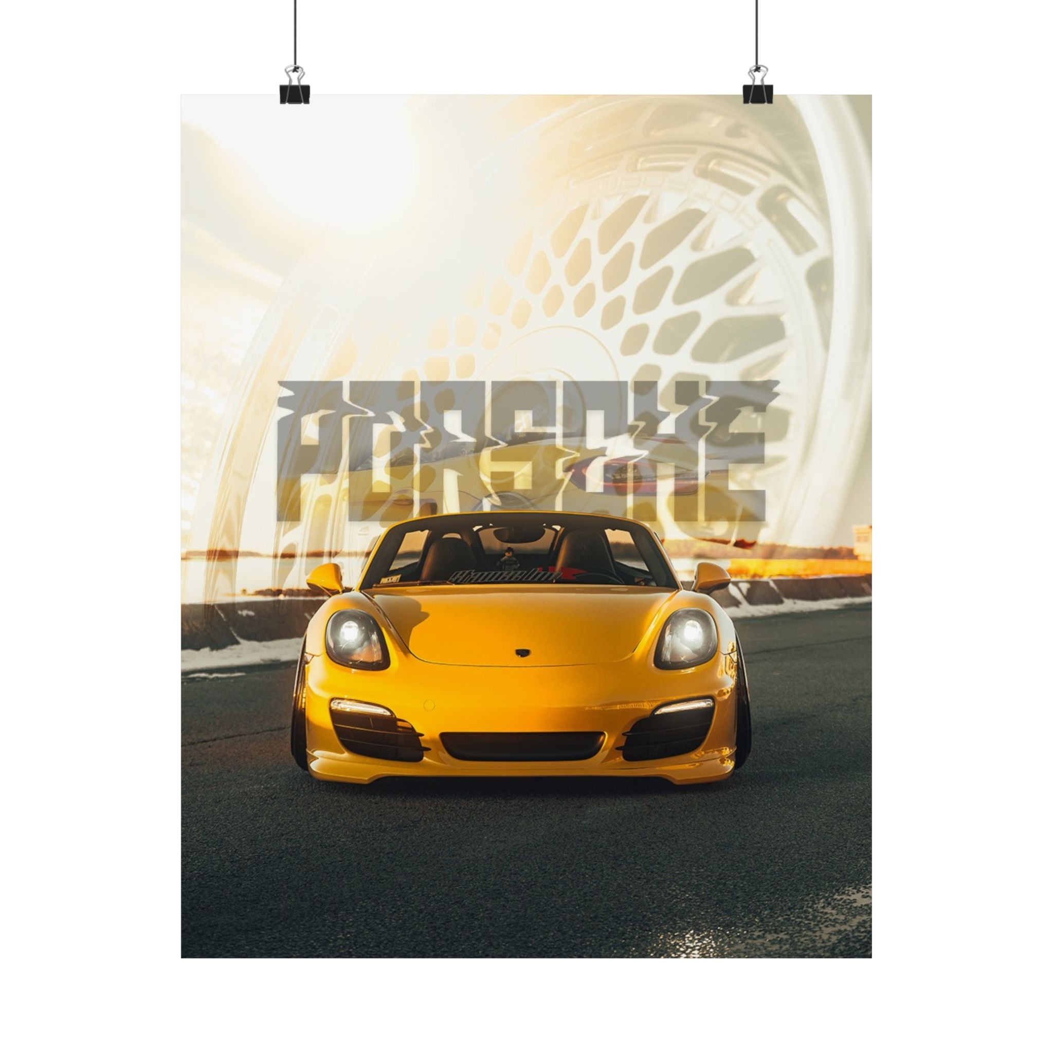 Yellow Porsche Urban Drive Poster