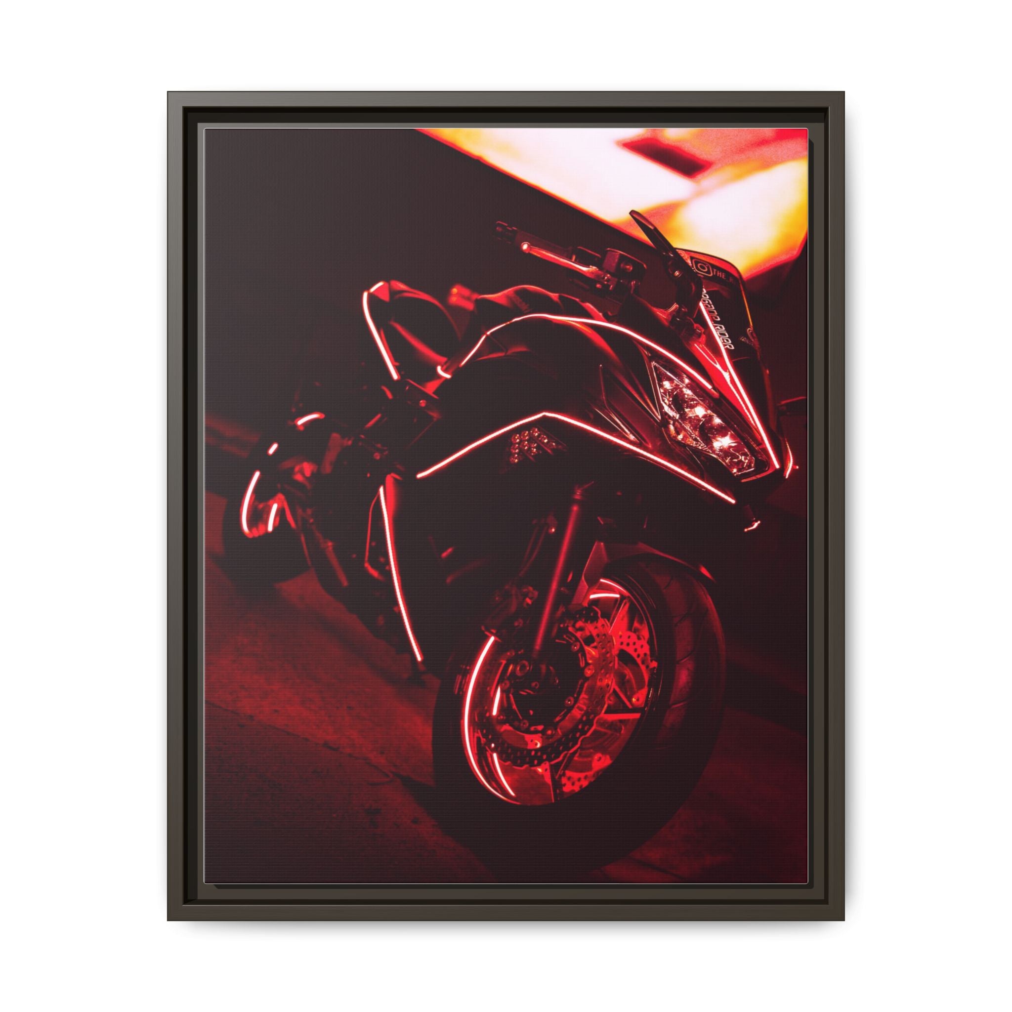 Motorcycle Speed Streaking Framed Canvas