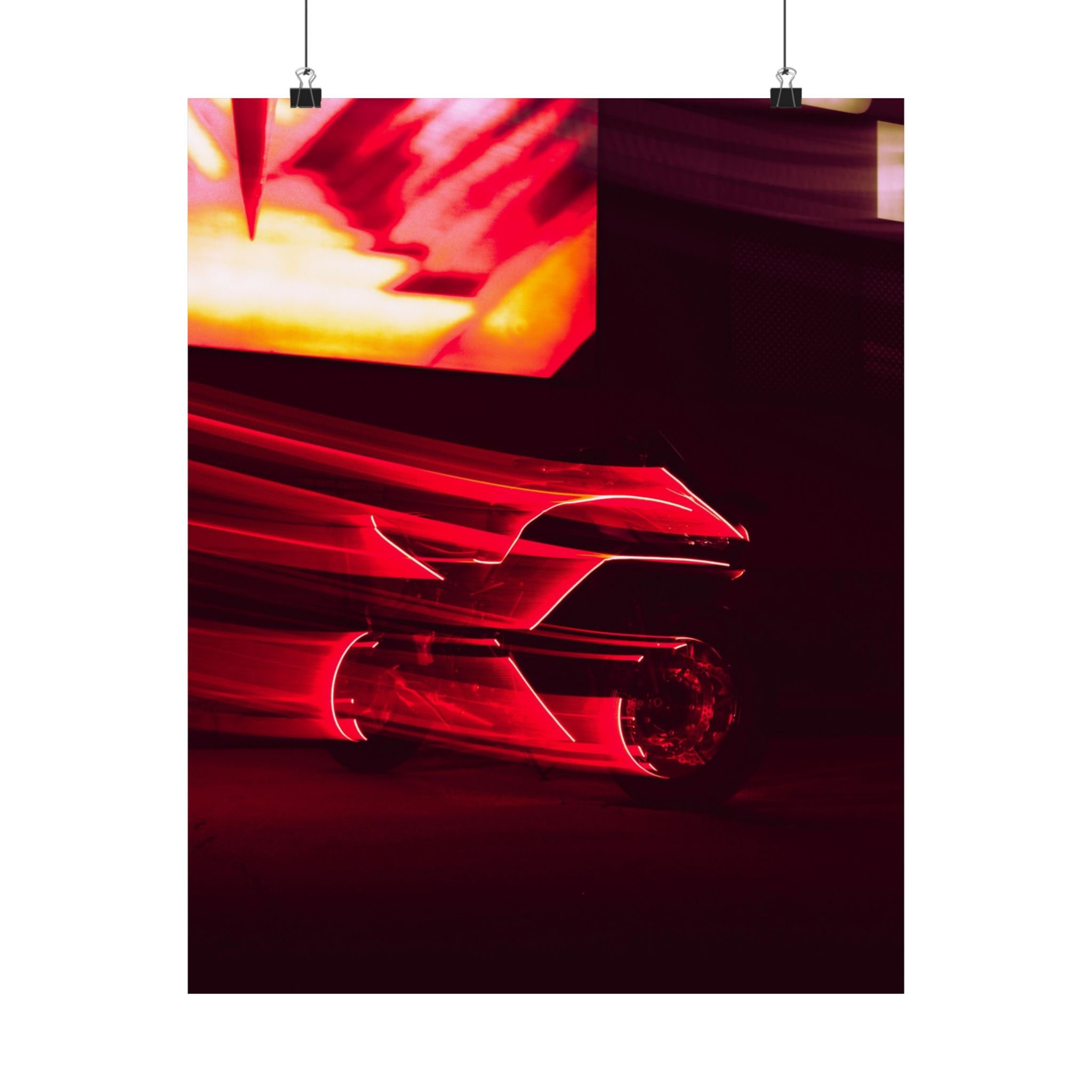 Abstract Red Light Motorcycle Poster