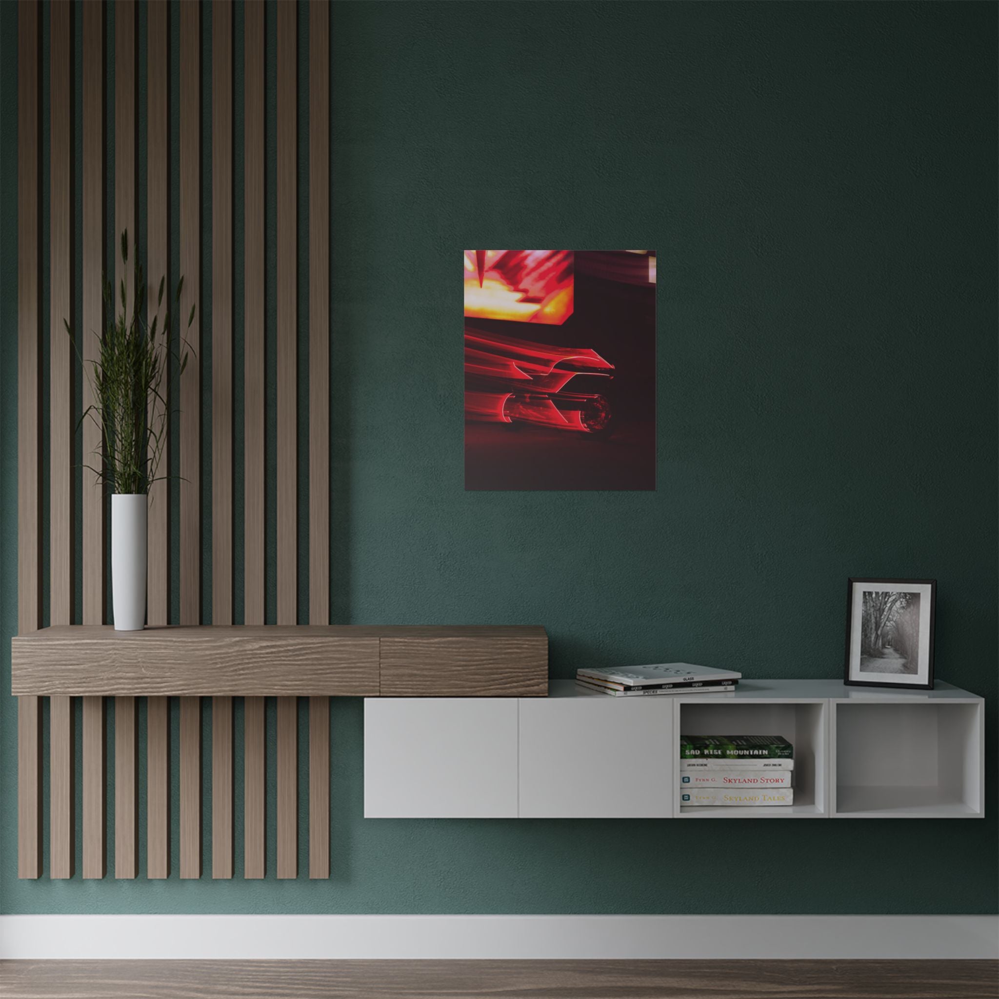 Abstract Red Light Motorcycle Poster