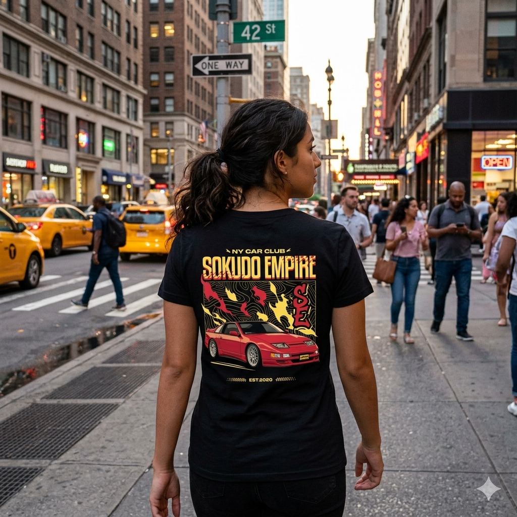 SOKUDO EMPIRE Retro JDM Car Club Scooped Neck Shirt - Women's