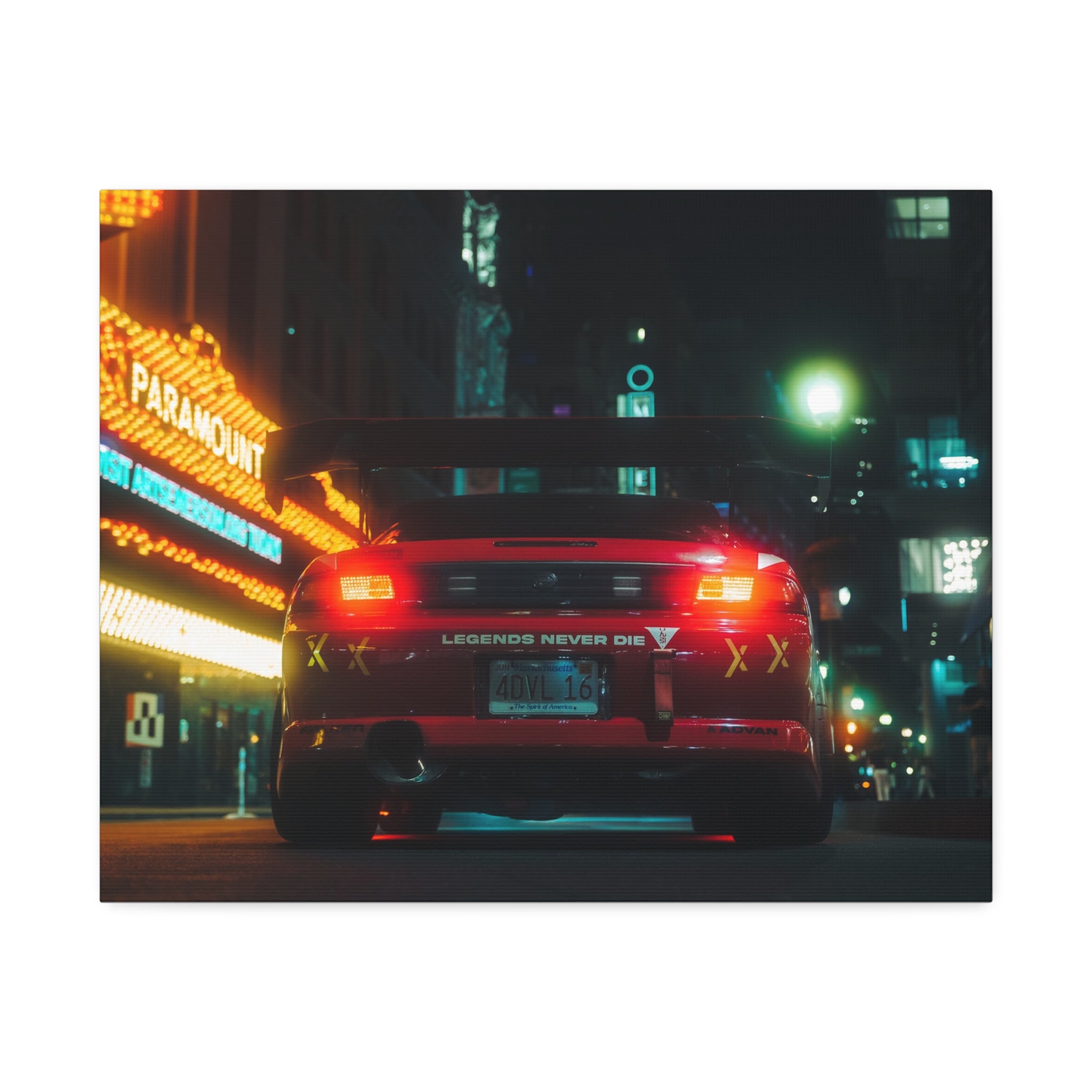 "Legends Never Die" Neon City Night Canvas