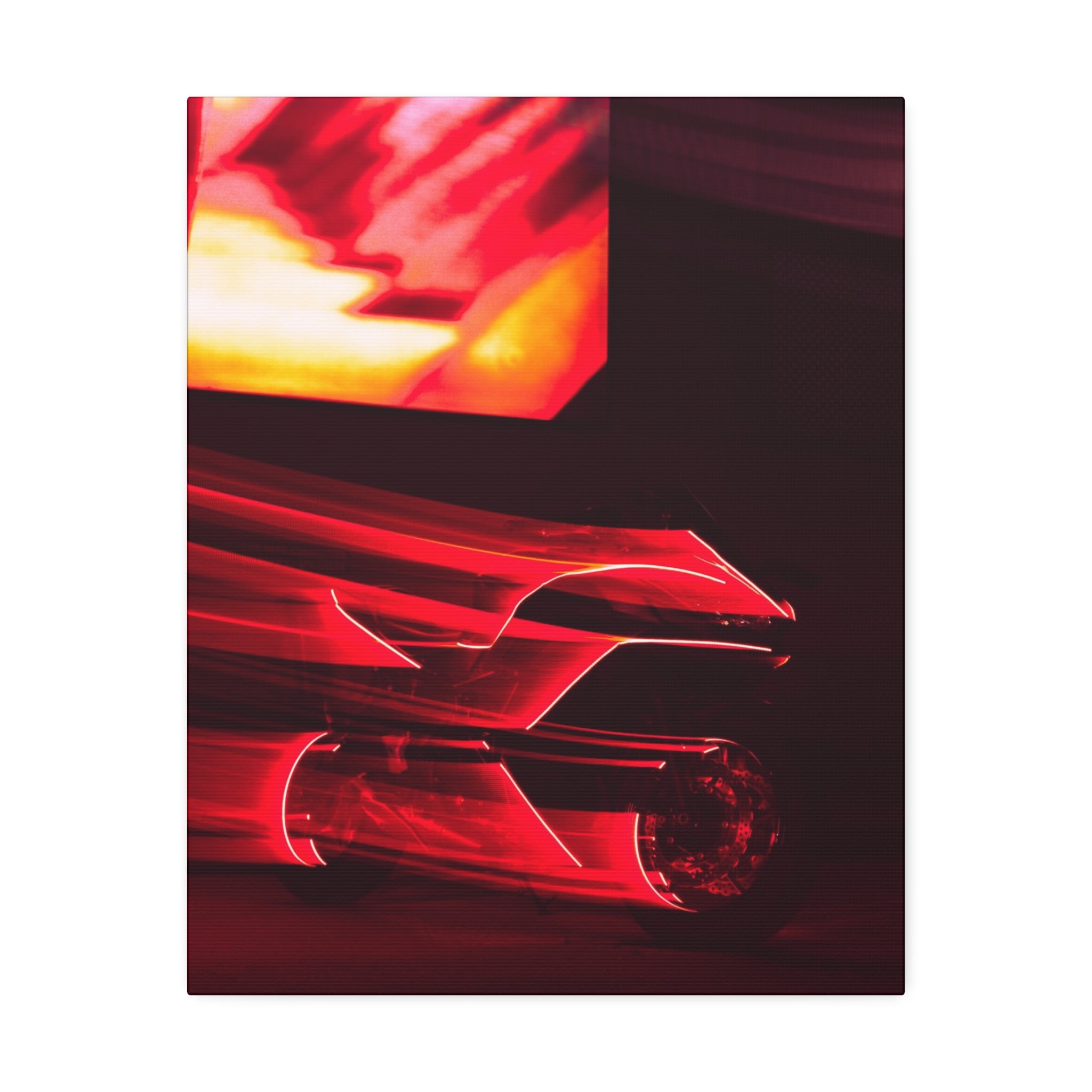 Abstract Red Light Motorcycle Canvas