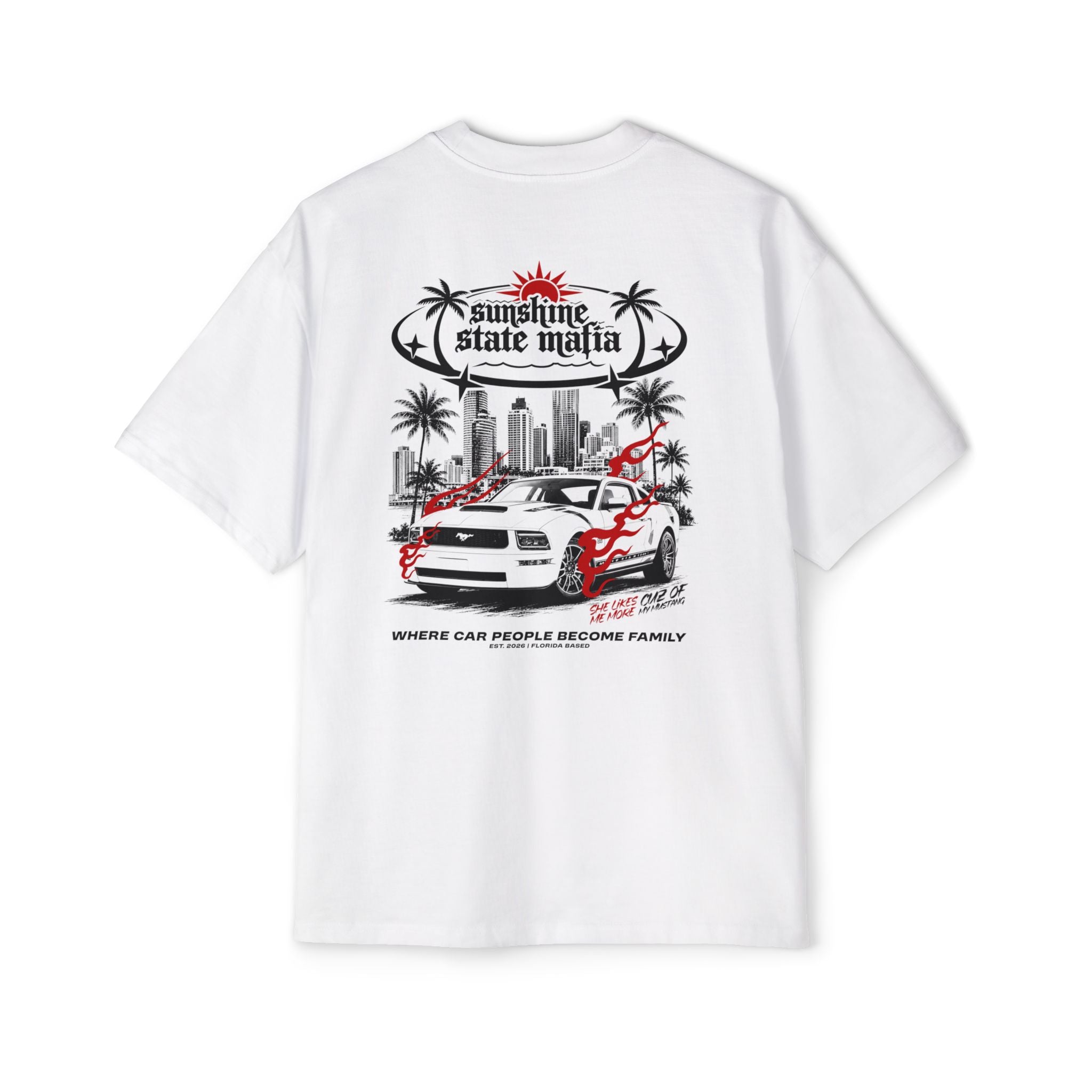 SUNSHINE STATE MAFIA Retro Palm Beach Muscle Car Graphic Shirt