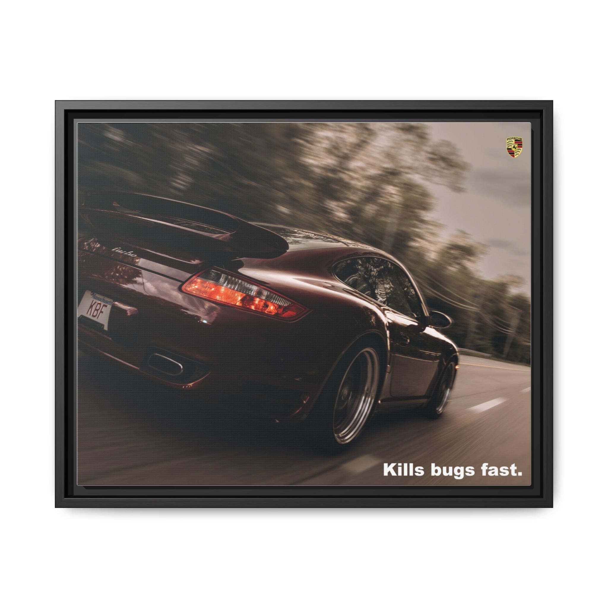 Racing Porsche "Kills bugs fast." Framed Canvas