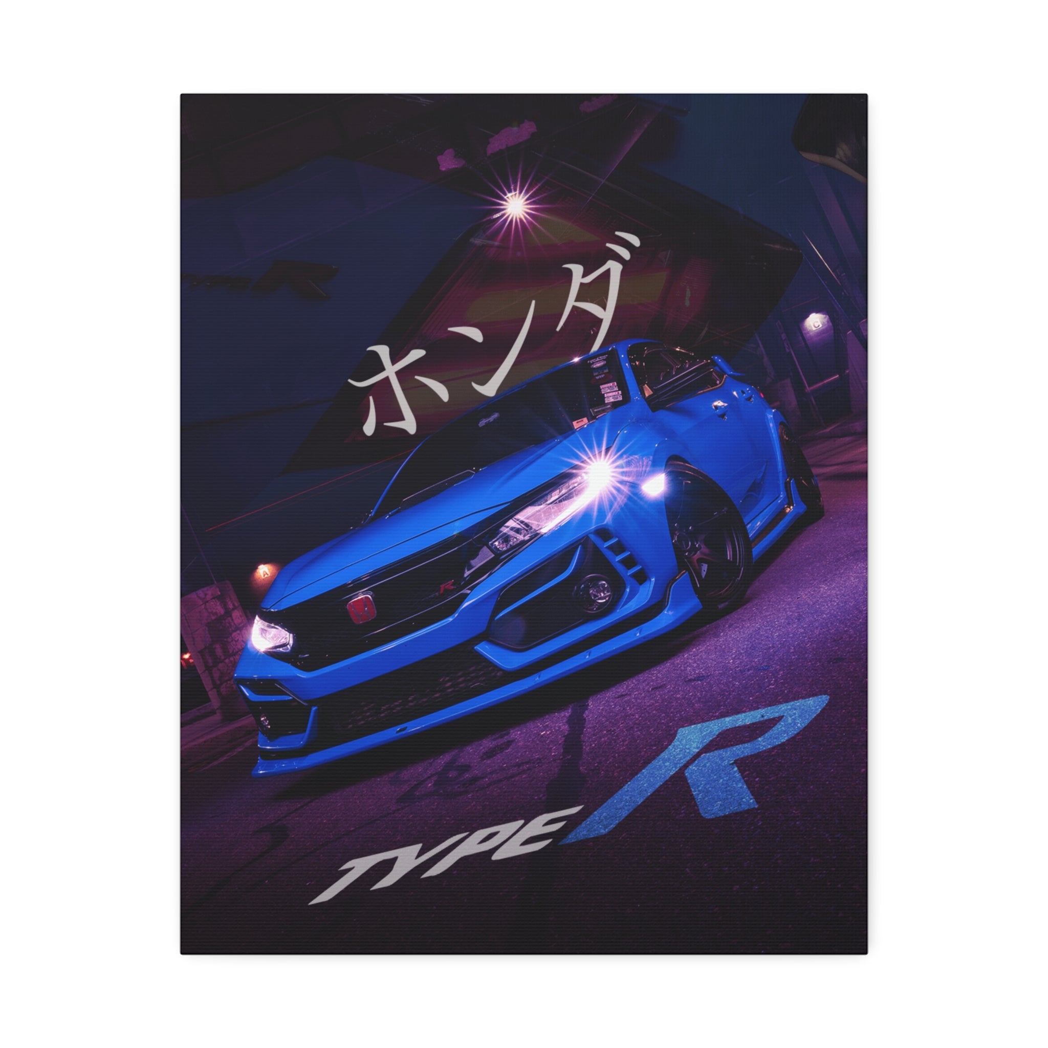 Blue Honda Civic Japanese Kanji Canvas