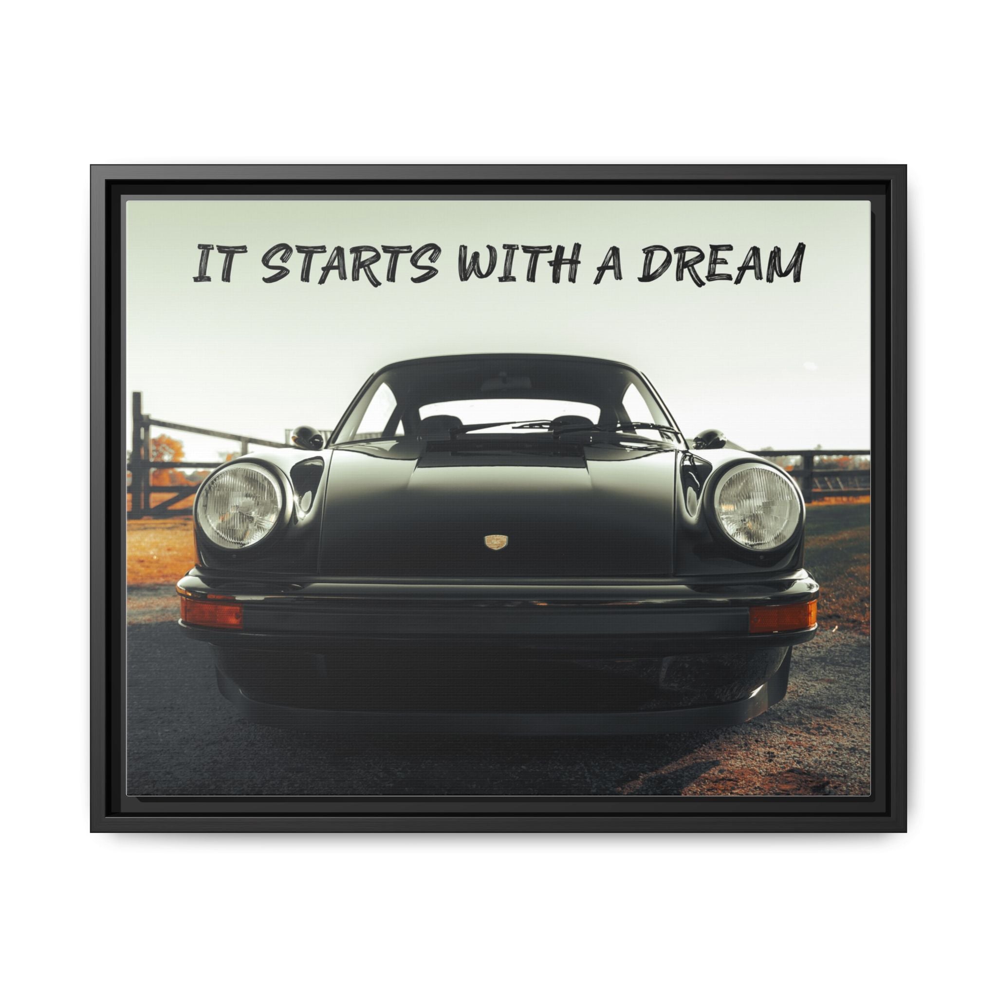 "It Starts With a Dream" Classic Car Framed Canvas