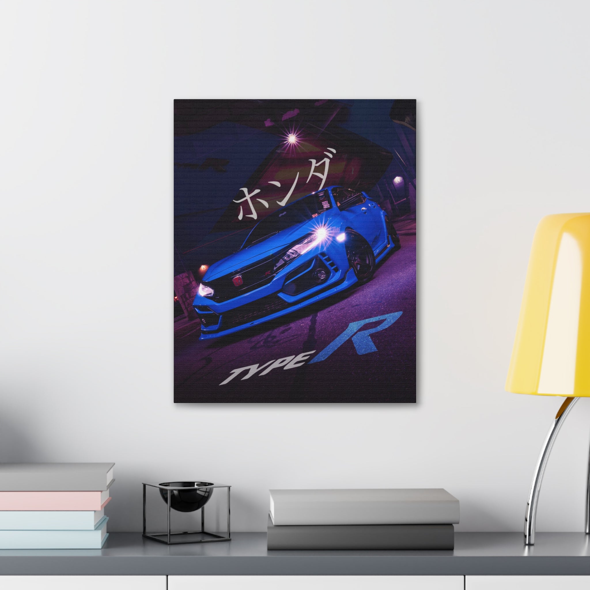 Blue Honda Civic Japanese Kanji Canvas