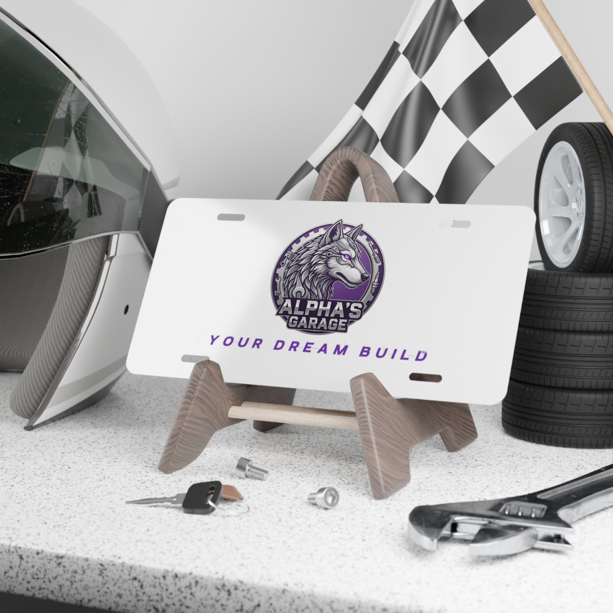 Alpha's Garage Logo Plate