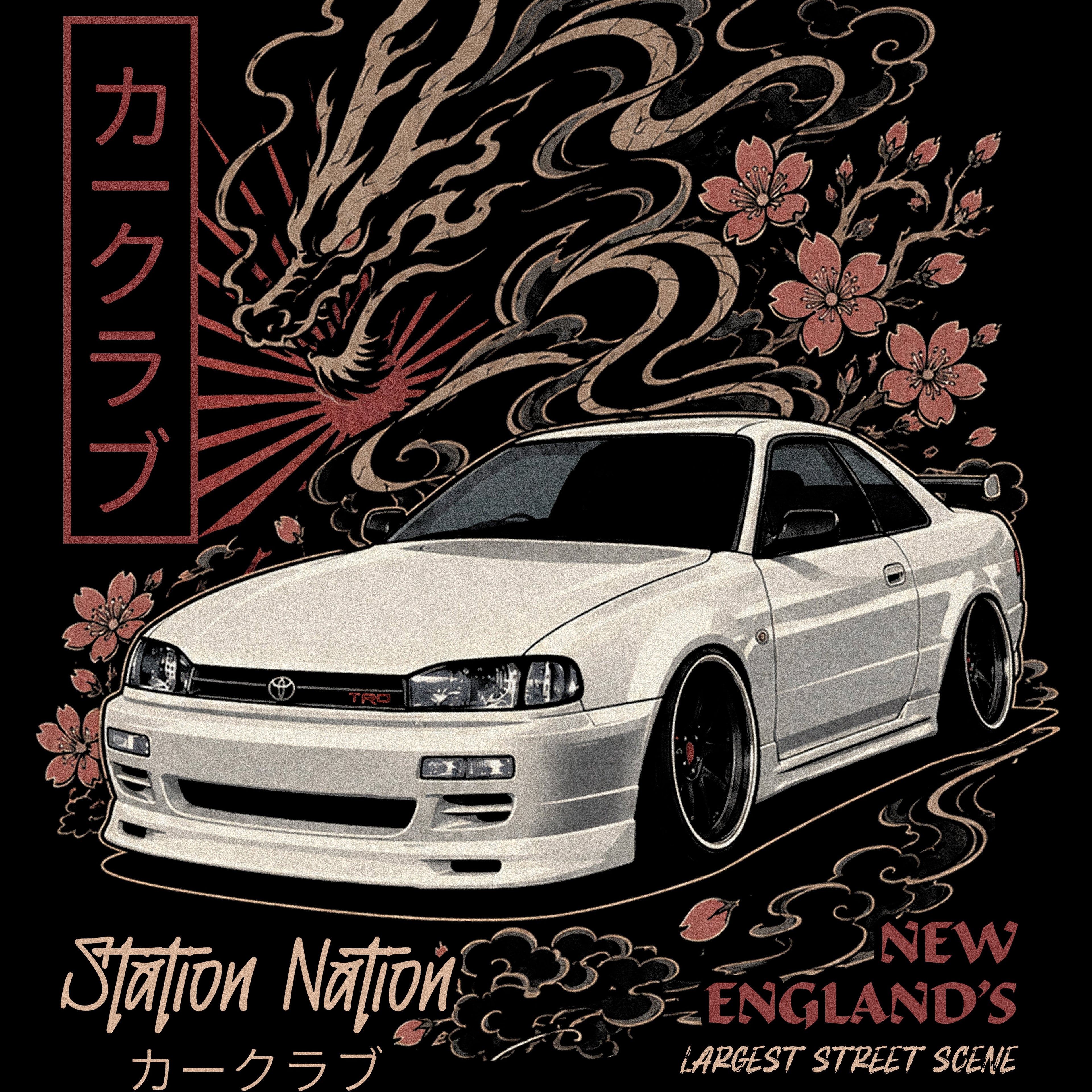STATION NATION Sakura Japanese Street Style Scoop Neck  Shirt - Women's