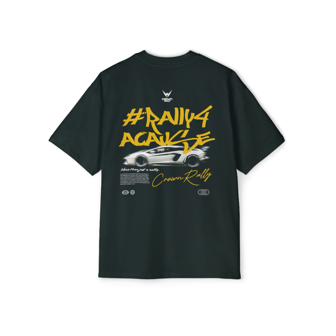 Crown Rally Graphic "#Rally4ACause" Car Print Shirt Dark