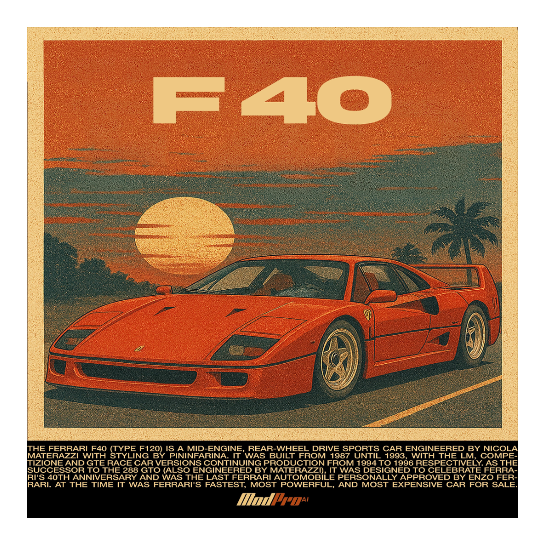 ModPro Stone Washed F40 Retro Sunset Tee - Women's