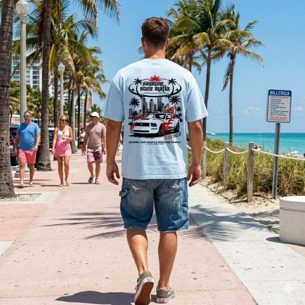 SUNSHINE STATE MAFIA Retro Palm Beach Muscle Car Graphic Cooling Shirt