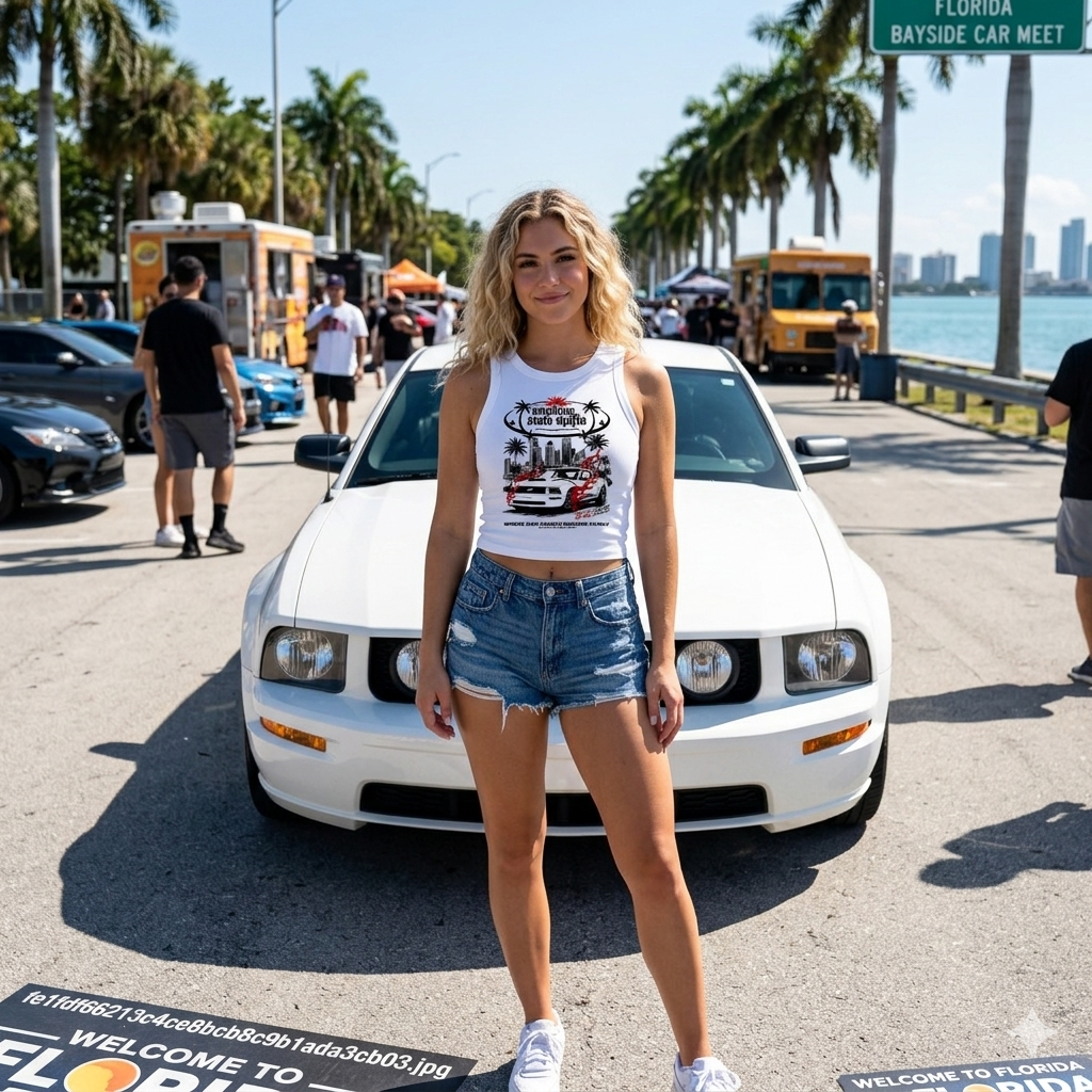 SUNSHINE STATE MAFIA Retro Palm Beach Muscle Car Graphic Tank Top - Women's