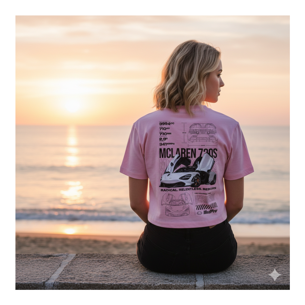ModPro Stone Washed McLaren 720S Blueprint Tshirt - Women's