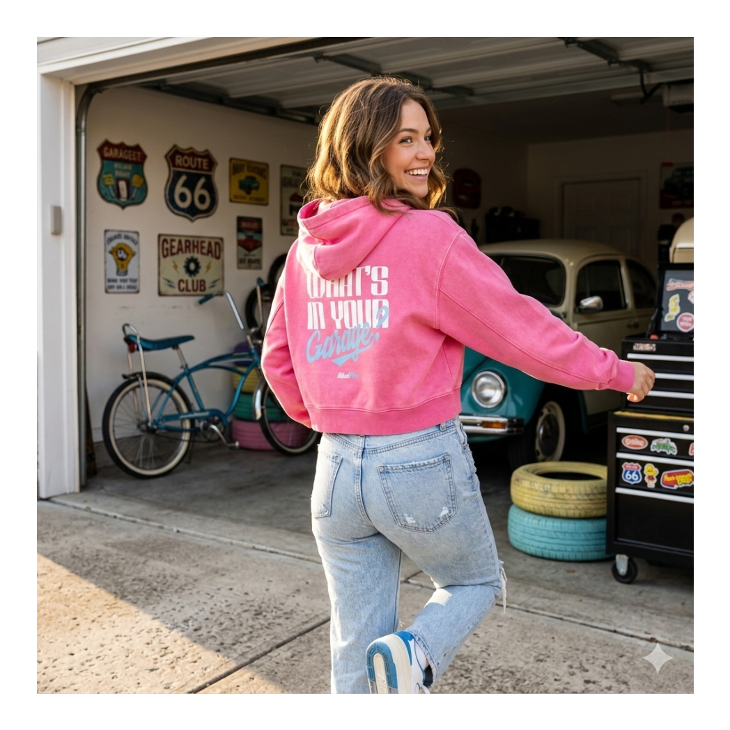 Women's Washed "What's In Your Garage?" Hoodie